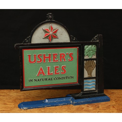 5419 - Advertising, Breweriana - a 1930's Usher's Ales (Trowbridge) painted cast alloy advertising sign, th... 