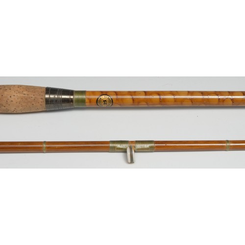 3563 - Angling - a split-cane fishing two-piece fishing rod, by A.E. Rudge & Son, Redditch, 250cm long over... 