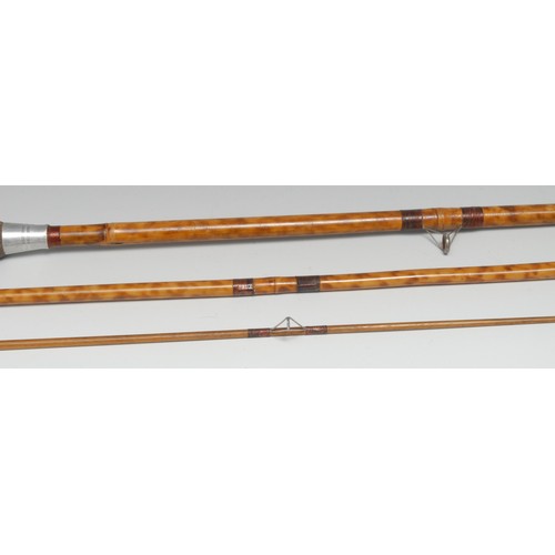 3563 - Angling - a split-cane fishing two-piece fishing rod, by A.E. Rudge & Son, Redditch, 250cm long over... 