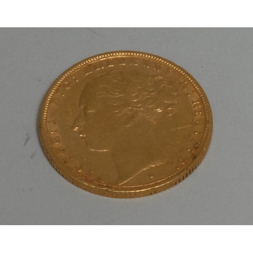 3940 - Coin, GB, Australia, Queen Victoria, 1881 gold sovereign, obv: young head, mintmark S for Sydney at ... 