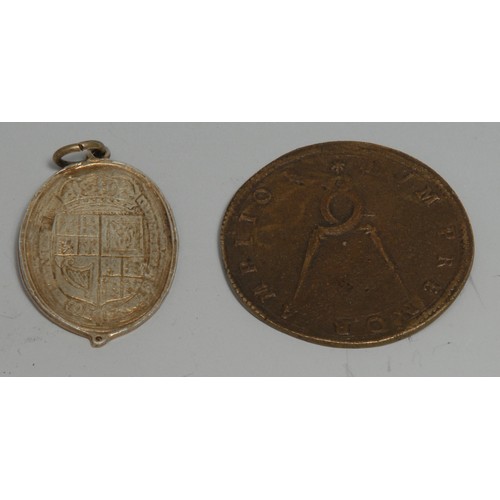 3636 - King Charles the Martyr - a silver-gilt coloured metal commemorative pendant medallion, in relief wi... 