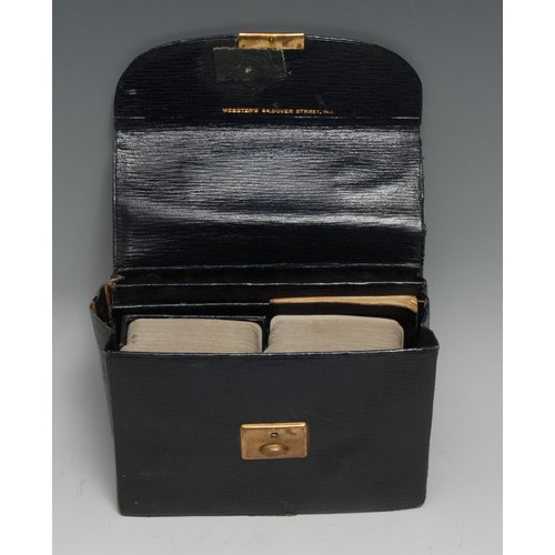 3496 - An early 20th century morocco leather travelling card box, by Webster's, 64 Dover Street [London], h... 