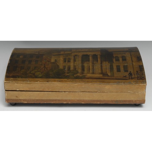 3067 - A 19th century named-view tooled and printed card domed rectangular box, the cover with a view of Sa... 