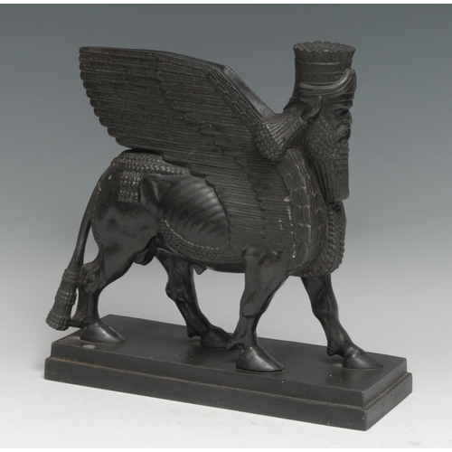 3206 - A Grand Tour type library desk model, of a lamassu, after the Ancient Assyrian, stepped rectangular ... 