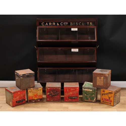 5462 - Advertising, Biscuits/Confection - a late 19th century Carr & Co mahogany shop display cabinet, maho... 