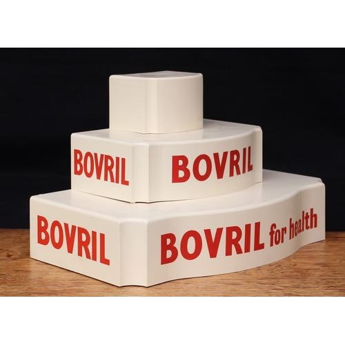 5464 - Advertising - a graduated set of three shaped rectangular Bovril shop display stands, 