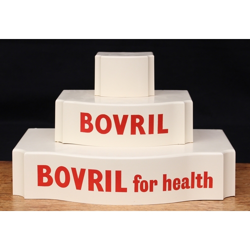 5464 - Advertising - a graduated set of three shaped rectangular Bovril shop display stands, 