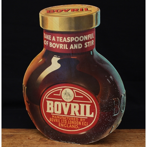 5465 - Advertising - a Bovril pictorial advertising showcard, in the shape of a jar of Bovril, 