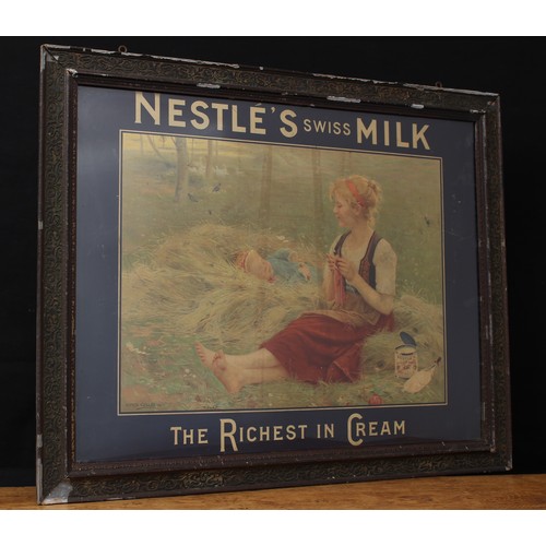 5463 - Advertising, Nestle - an early 20th century rectangular pictorial showcard, depicting a young female... 