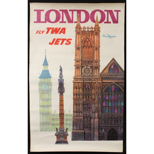 5473 - Poster, Transportation, Aviation and Advertising - a TWA (Trans World Airlines) poster, illustrated ... 