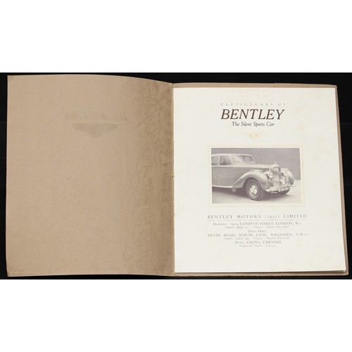 5482 - Automobilia, Bentley - a Bentley Mk VI 'Particulars of Bentley, The Silent Sports Car' eight page br... 