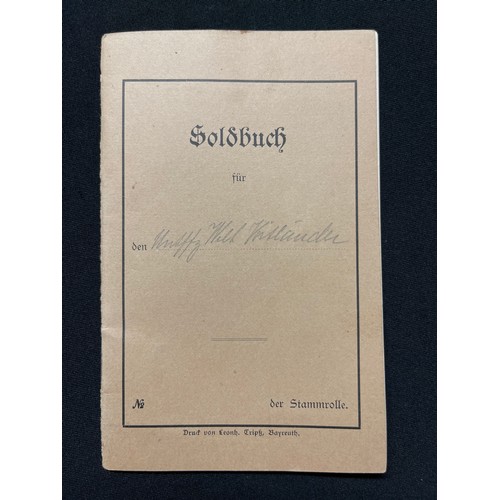 73 - WW1 Imperial German Army Soldbuch  issued in 1914 to Unteroffizier Voitlander of Landsturm Battalion... 