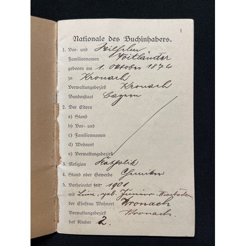 73 - WW1 Imperial German Army Soldbuch  issued in 1914 to Unteroffizier Voitlander of Landsturm Battalion... 