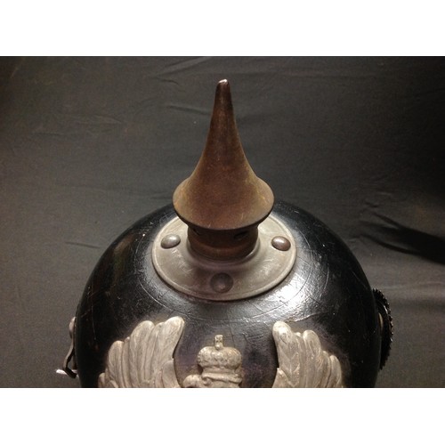 76 - WW1 Imperial German Army Pickelhaube Helmet M1915. Complete with chinstrap fittings, but leather chi... 