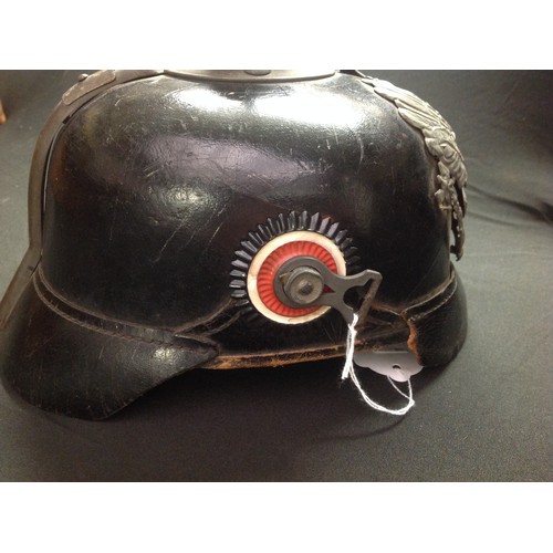 76 - WW1 Imperial German Army Pickelhaube Helmet M1915. Complete with chinstrap fittings, but leather chi... 