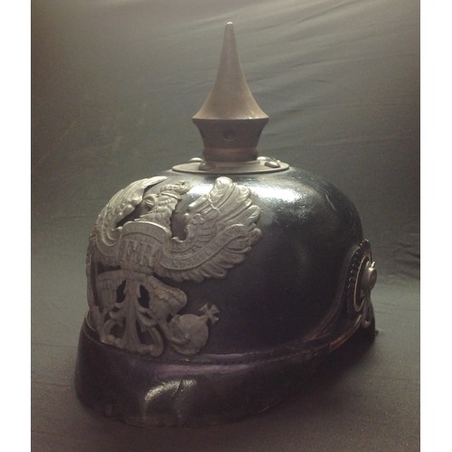 76 - WW1 Imperial German Army Pickelhaube Helmet M1915. Complete with chinstrap fittings, but leather chi... 