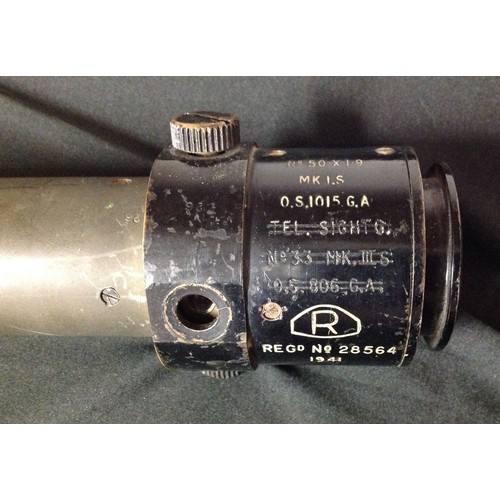 78 - WW2 British No 50 x 1.9 MK I.S OS 1015GA Tank Hull MG Sighting Scope, dated 1941. Earlier marks  of ... 