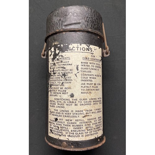 106 - WW2 British Army Thermos Flask. Approx 25cm in height. The instruction decal to side in in good cond... 