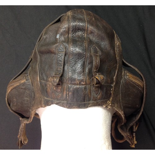 119 - WW2 RAAF Australian Pattern Leather Flying Helmet. Similar to the RAF B type. Makers label 