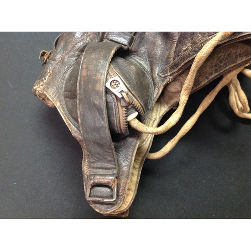 119 - WW2 RAAF Australian Pattern Leather Flying Helmet. Similar to the RAF B type. Makers label 