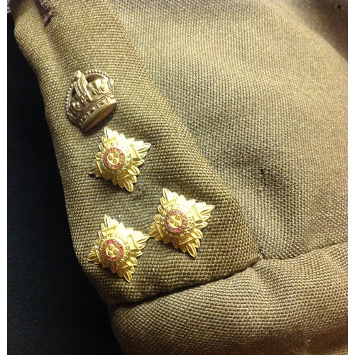 124 - WW2 British Brigadiers Service Dress Tunic. Complete with original buttons, medals ribbons, gorget p... 