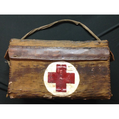 138 - WW2 British Army Rare RAMC Medical Companion wicker basket. WD Broad Arrow marked the the leather si... 