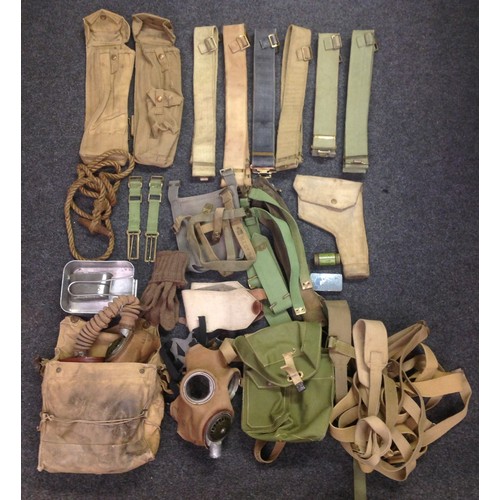 139 - WW2 British 1937 Pattern Webbing collection comprising of: a pair of Lanchester SMG Pouches, both da... 