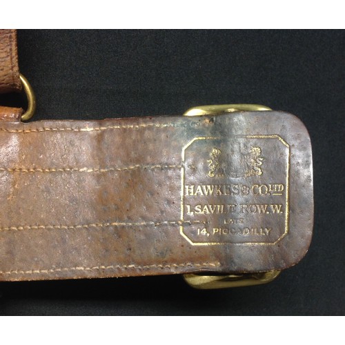 141 - WW2 British Officers Sam Brown leather belt and cross strap. Has a gilt impressed makers  mark for 