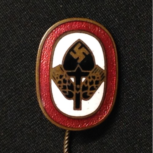 153 - WW2 Third Reich metal insignia: RAD enamel lapel stick pin with makers mark 