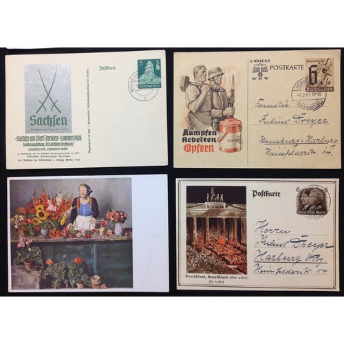 157 - WW2 Third Reich Postcards, 17 in total, eleven of which have been filled in and posted. Political su... 