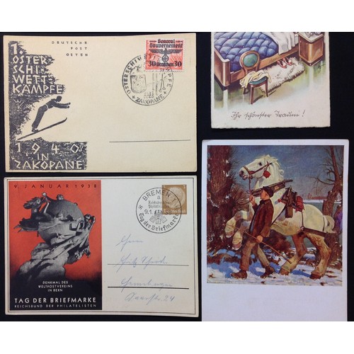 157 - WW2 Third Reich Postcards, 17 in total, eleven of which have been filled in and posted. Political su... 