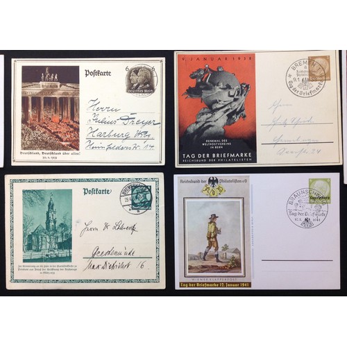 157 - WW2 Third Reich Postcards, 17 in total, eleven of which have been filled in and posted. Political su... 