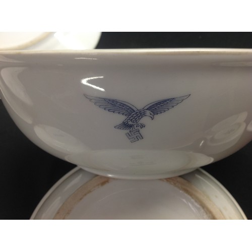 163 - WW2 Third Reich Luftwaffe, Kreigsmarine and DAF dinnerware, eight items, plus two items of Kreigsmar... 