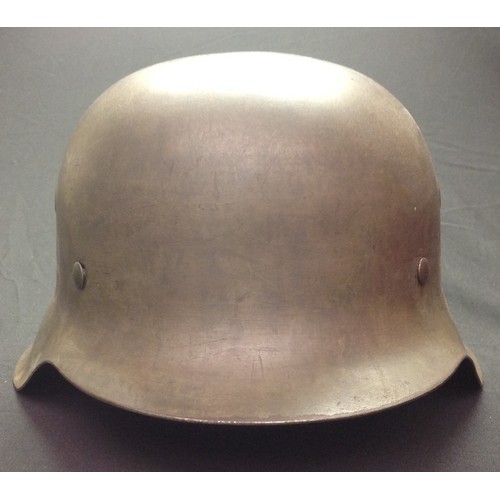 169 - WW2 Third Reich M42 Stahlhelm Steel Helmet. Has been reused as a film prop or for re-enactment. Non ... 