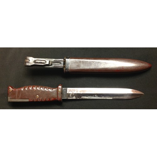 179 - Sudanese AR10 Bayonet with double edged 200mm long blade, maker marked 