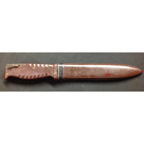 179 - Sudanese AR10 Bayonet with double edged 200mm long blade, maker marked 