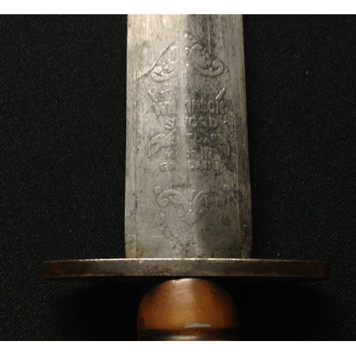 180 - British Third Pattern Fairbairn Sykes Fighting Knife. 168mm long double edged blade with etched make... 