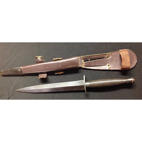 181 - British Third Pattern Fairbairn Sykes Fighting Knife. 175mm long double edged blade, no makers mark.... 