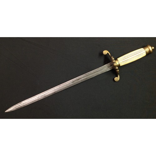 187 - REPRODUCTION Georgian era Royal Navy Dirk with double edged fullered blade 350mm in length. Leather ... 