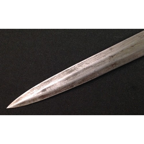 187 - REPRODUCTION Georgian era Royal Navy Dirk with double edged fullered blade 350mm in length. Leather ... 