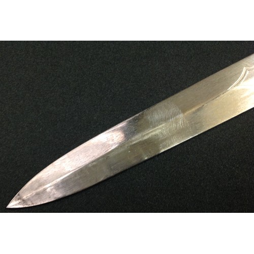 190 - REPRODUCTION Royal Navy Officers Dirk. 465mm long single edged blade with etched decorative panels t... 