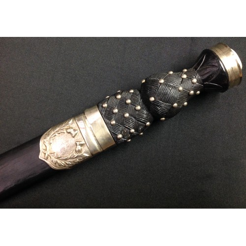 191 - REPRODUCTION Victorian Scottish Officers Dirk. 295mm blade with etched decorative panels to each sid... 