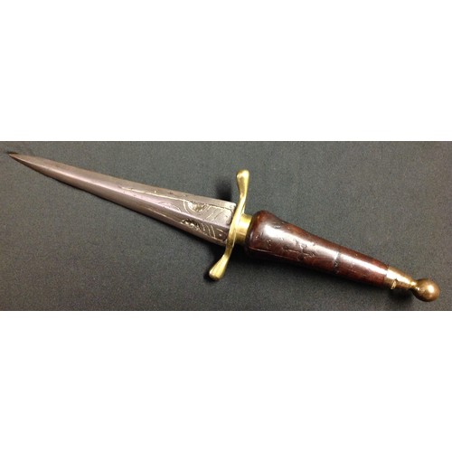 192 - REPRODUCTION 17th Century Style Plug Bayonet with double edged blade 167mm in length with engraved d... 