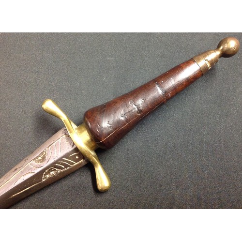 192 - REPRODUCTION 17th Century Style Plug Bayonet with double edged blade 167mm in length with engraved d... 