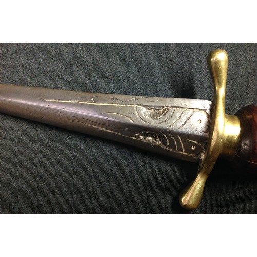 192 - REPRODUCTION 17th Century Style Plug Bayonet with double edged blade 167mm in length with engraved d... 