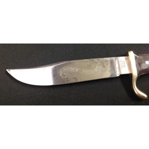 194 - Survival/Hunting/Scouting Knife with 130mm long Bowie style blade with plated finish and etched pane... 