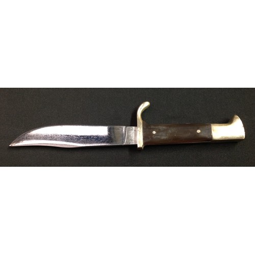 194 - Survival/Hunting/Scouting Knife with 130mm long Bowie style blade with plated finish and etched pane... 