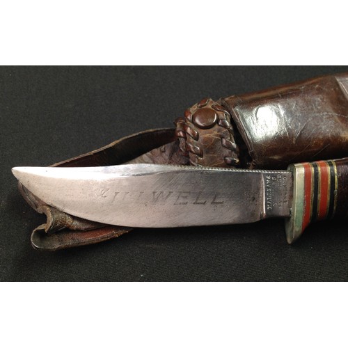 196 - Survival / Hunting / Scouting Knife with 99mm long Bowie style blade with etched retailers name to o... 