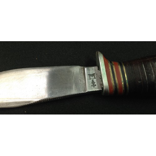 196 - Survival / Hunting / Scouting Knife with 99mm long Bowie style blade with etched retailers name to o... 