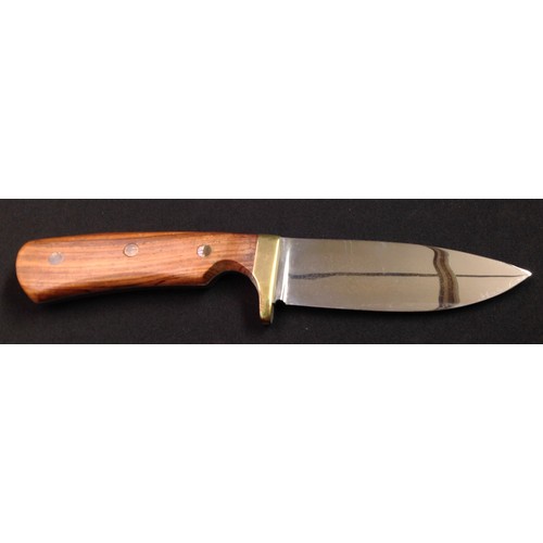 197 - Hunting knife with 105mm long single edged blade with etched makers mark 